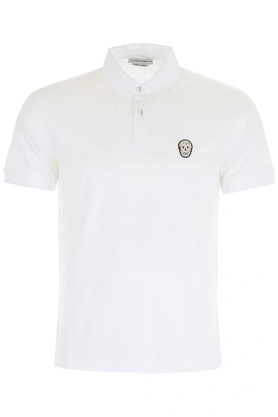 Shop Alexander Mcqueen Polo Shirt With Skull Patch In White (white)