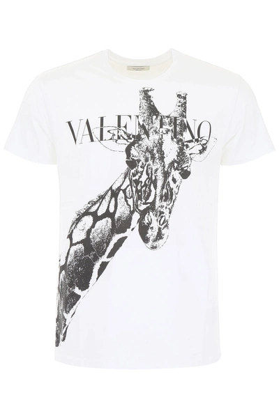 Shop Valentino Giraffe T-shirt In Bianco|bianco
