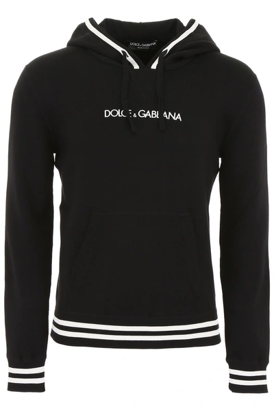 Shop Dolce & Gabbana Hoodie With Logo Embroidery In Nero (black)