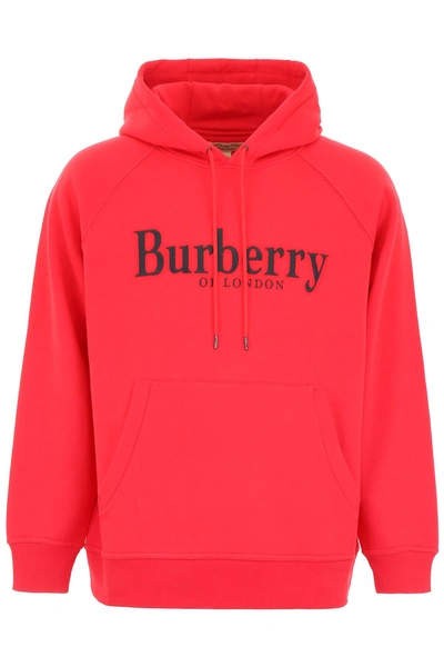 Shop Burberry Hoodie In Bright Red|rosso