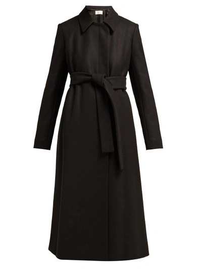 Toomana Single Breasted Wool Blend Coat In Black