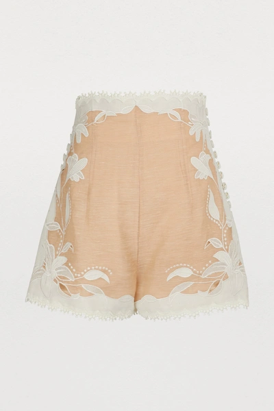 Shop Zimmermann Corsage Linen And Silk Shorts