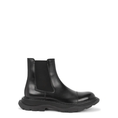 Shop Alexander Mcqueen Tread Black Leather Chelsea Boots