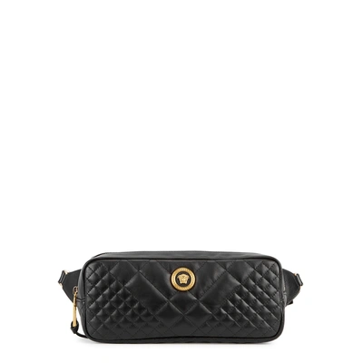 Shop Versace Tribute Quilted Leather Belt Bag In Black