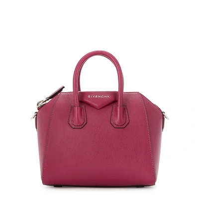 Shop Givenchy Antigona Mini Pink Leather Top Handle Bag In Violet