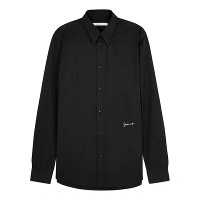Shop Givenchy Logo-embroidered Poplin Shirt In Black