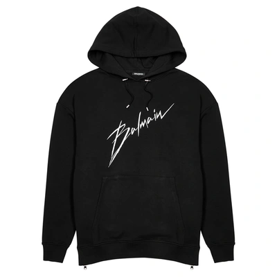 Shop Balmain Black Logo-print Cotton Sweatshirt