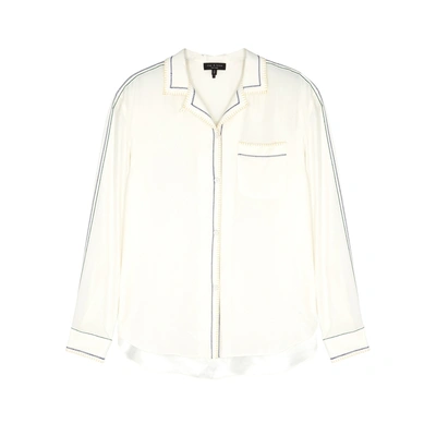 Shop Rag & Bone Anika Ivory Embroidered Silk Shirt In Off White