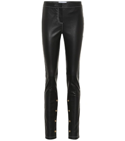 Shop Loewe Embellished Leather Pants In Black