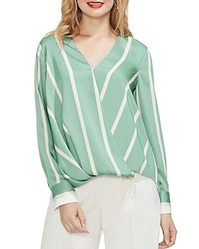 Shop Vince Camuto Striped Crossover Top In Green Bay