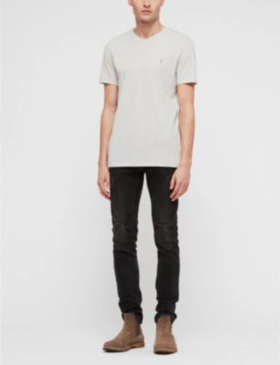 Shop Allsaints Tonic V-neck Cotton-jersey T-shirt In Lunar Grey
