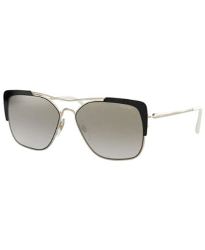 Shop Prada Sunglasses, Pr 54vs 58 In Pale Gold/black / Gradient Grey Mirror Silver