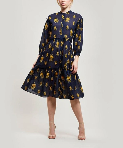 Shop M.i.h. Jeans Lyra Floral Midi Dress In Spriggy Floral Dark