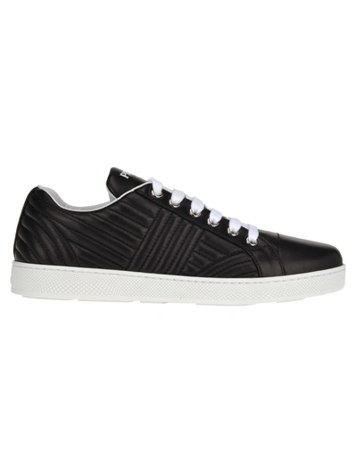 Shop Prada Quilted Sneakers In Black + White