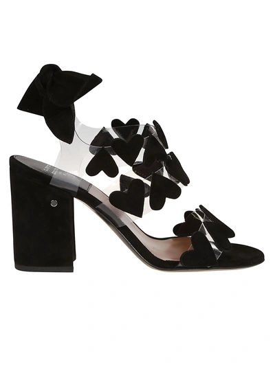 Shop Laurence Dacade Heart Applique Sandals In Black