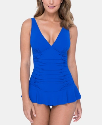 Shop Profile By Gottex Ruched Skirted One-piece Swimsuit Women's Swimsuit In Sapphire