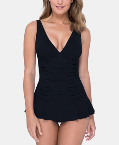 Shop Profile By Gottex Ruched Skirted One-piece Swimsuit Women's Swimsuit In Black