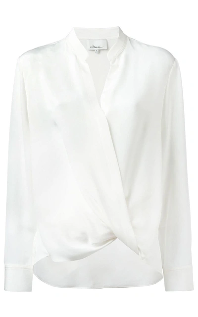 Shop 3.1 Phillip Lim / フィリップ リム Wrap-effect Silk-crepe Shirt In Bianco