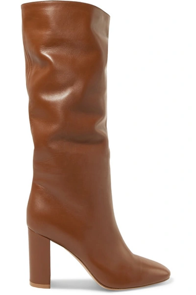 Shop Gianvito Rossi Laura 85 Leather Knee Boots In Tan