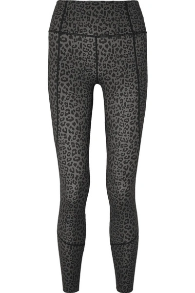 Shop Varley Bedford Leopard-print Stretch Leggings In Dark Gray