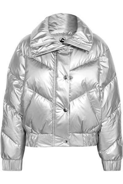 Shop Cordova The Snowbird Metallic Quilted Down Ski Jacket In Silver