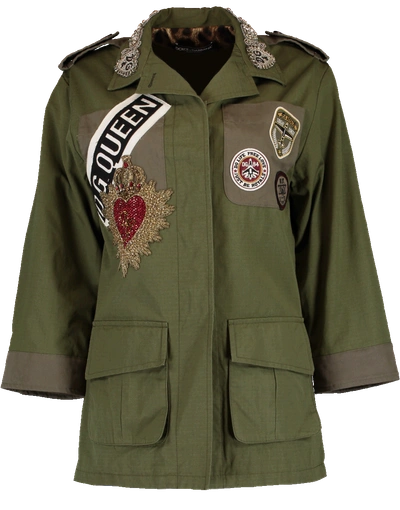 Shop Dolce & Gabbana Queen Army Street Jacket In Green