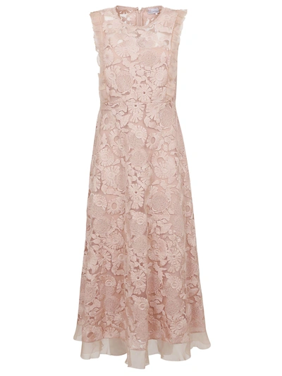 Shop Red Valentino Lace Midi Dress In Rosa