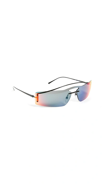 Shop Prada Pr 61vs Runway Rainbow 90's Skinny Rectangle Sunglasses In Dark Grey/red