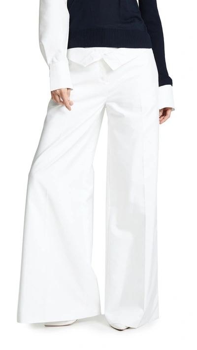 Shop Adeam Double Waistband Trousers In White