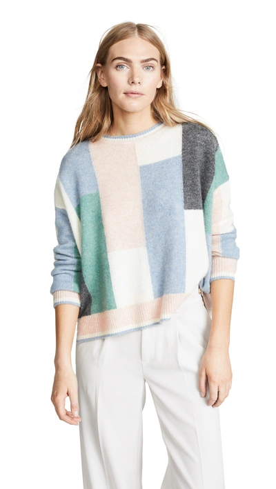 Shop Adam Lippes Colorblock Cashmere Sweater In Blue/green Multi