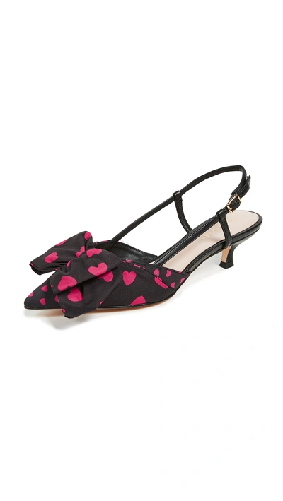 Shop Kate Spade Daxton Kitten Heel Slingbacks In Black/begonia