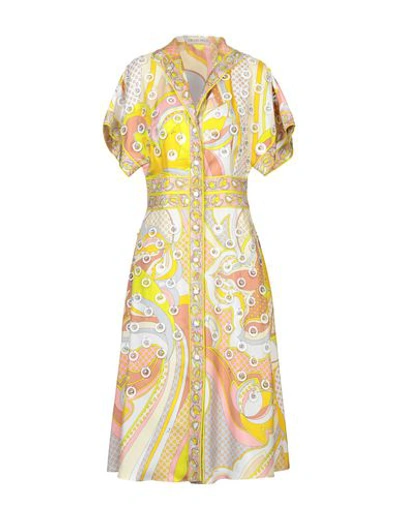 Shop Emilio Pucci Knee-length Dress In Yellow