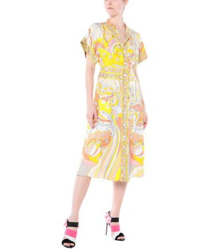 Shop Emilio Pucci Knee-length Dress In Yellow