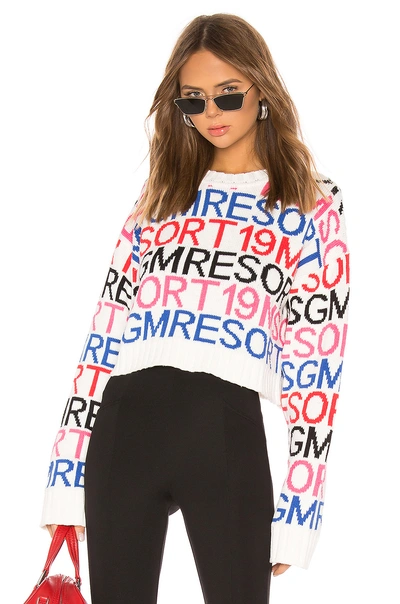 Shop Msgm Logo Sweatshirt In Black & White