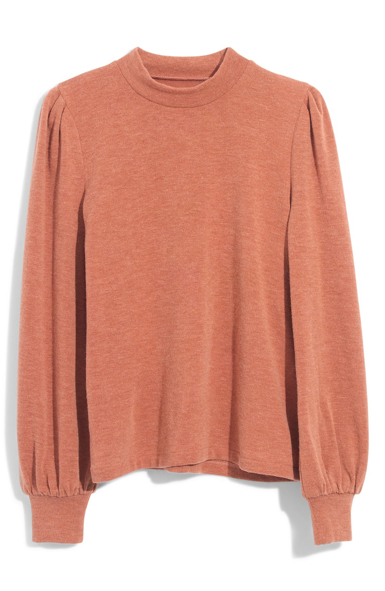 mock neck red top