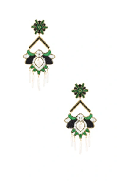 Shop Mercedes Salazar Flor Del Paramo Earrings In Black  Green & White