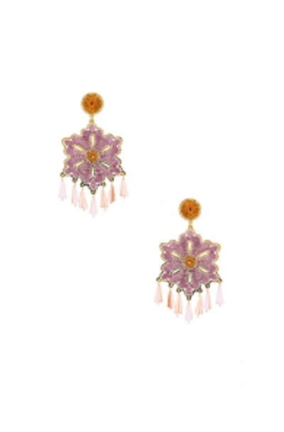 Shop Mercedes Salazar Hibiscus Earrings In Orange & Pink