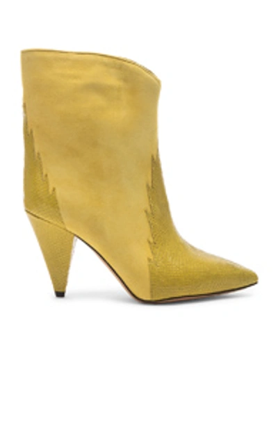 Shop Isabel Marant Leider Boot In Animal Print,yellow.