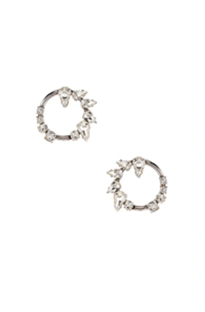 Shop Saint Laurent Embellished Earrings In Palladium & Crystal