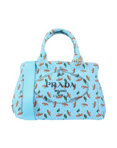 Shop Prada Handbag In Sky Blue