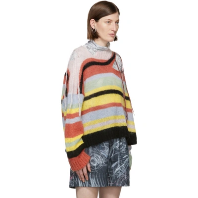 Shop Charles Jeffrey Loverboy Multicolor Mohair Slash Sweater In Multi Strip