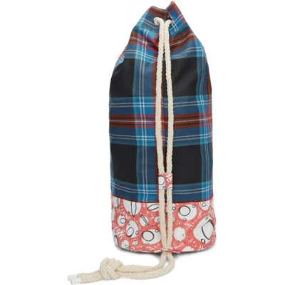 Shop Charles Jeffrey Loverboy Blue And Red Screaming Suns Duffle Bag In Tartan