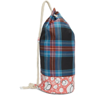 Shop Charles Jeffrey Loverboy Blue And Red Screaming Suns Duffle Bag In Tartan