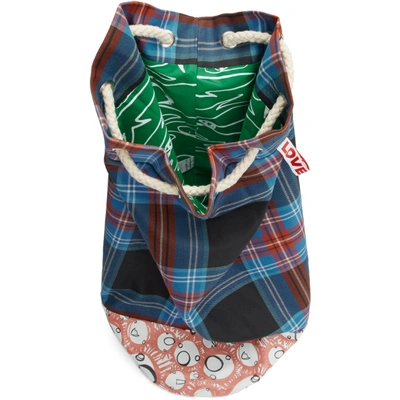 Shop Charles Jeffrey Loverboy Blue And Red Screaming Suns Duffle Bag In Tartan