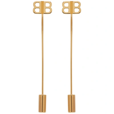Shop Balenciaga Gold Bb Pin Earrings In 0027 Gold/y