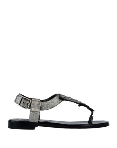 Shop Alberto Fermani Toe Strap Sandals In Silver