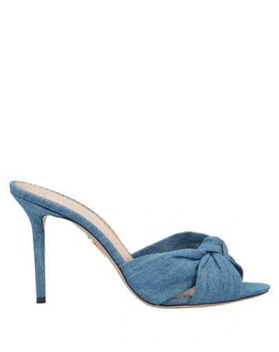 Shop Charlotte Olympia Woman Sandals Blue Size 8 Textile Fibers