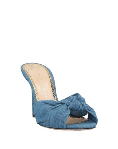 Shop Charlotte Olympia Woman Sandals Blue Size 8 Textile Fibers