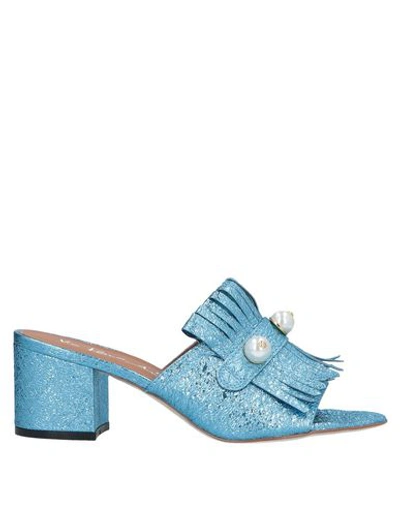 Shop Via Roma 15 Woman Sandals Azure Size 6 Soft Leather In Blue