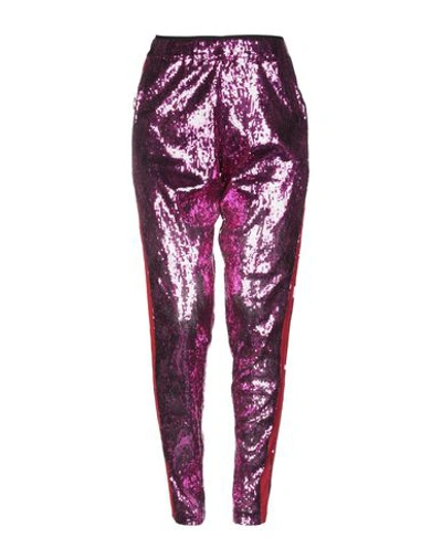 Shop Laneus Pantalone Pailettes Woman Pants Mauve Size 4 Polyester In Purple